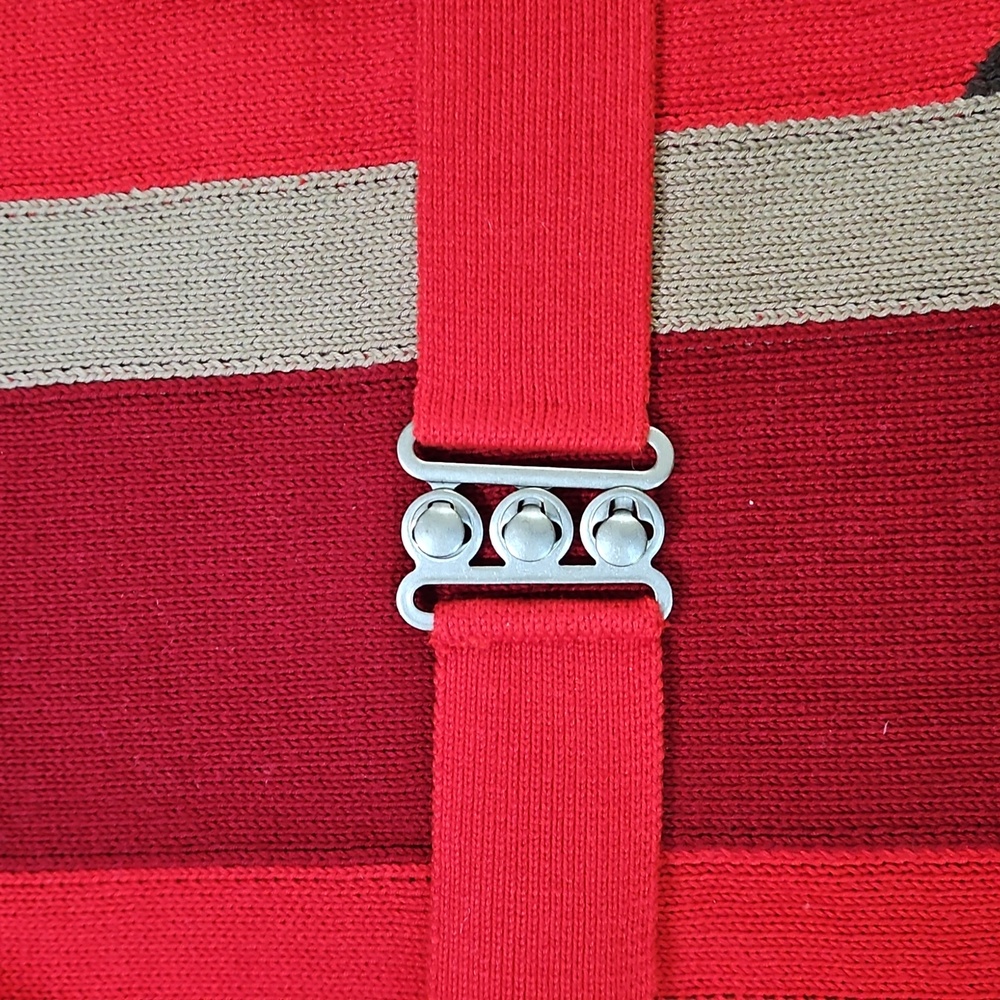 DKNY Red Colorblock Sweater Knit Top With Belt Size Small - Picture 3 of 10